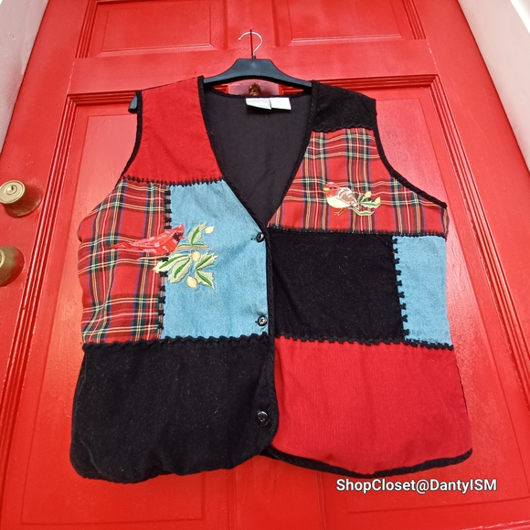 Vtg 1980s Tartan Corduroy Vest  With Patchwork Design - Picture 14 of 15